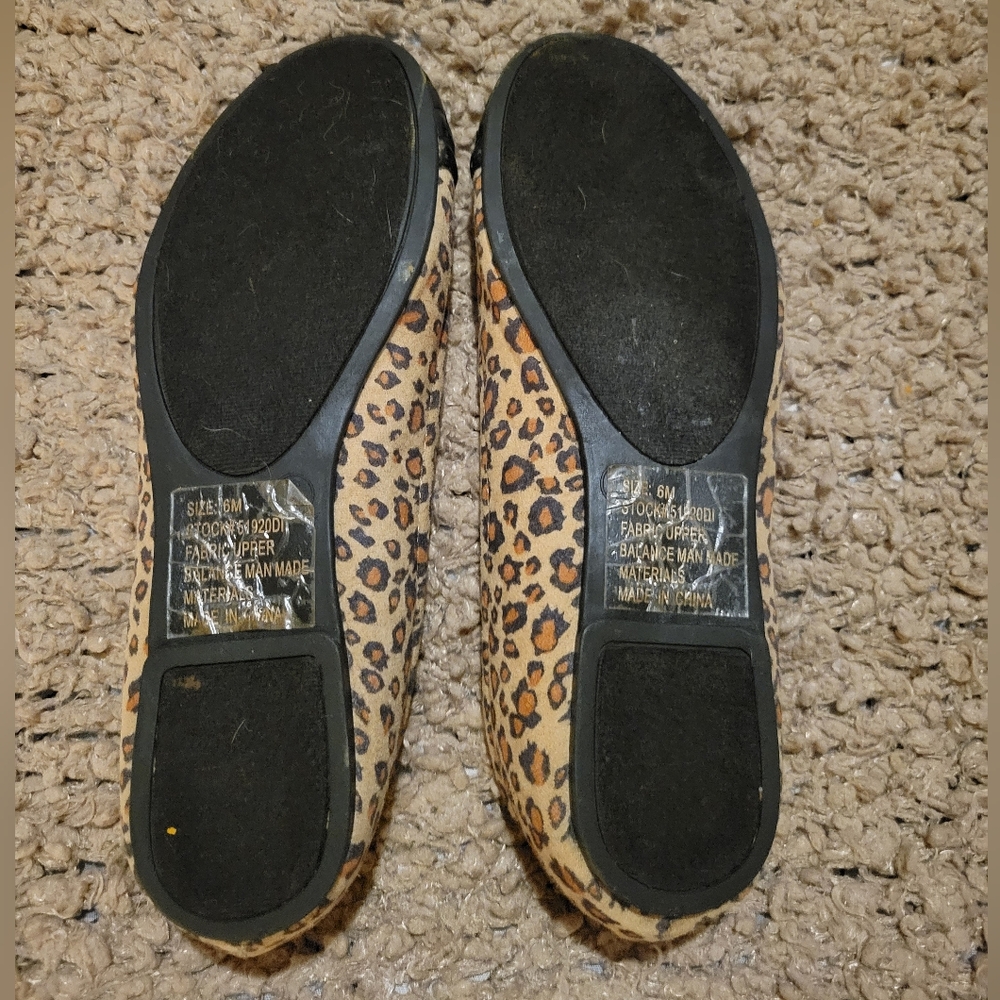WOMENS LEOPARD PRINT FLAT BALLET SHOES BROWN AND BLACK SIZE 6 - Picture 6 of 10